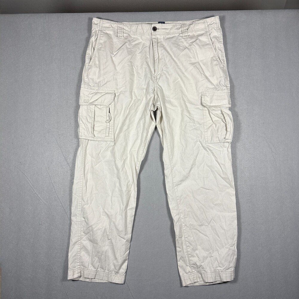 VIntage Chaps Men’s Lightweight Cotton Ripstop Cargo Pants White Cream 38x30